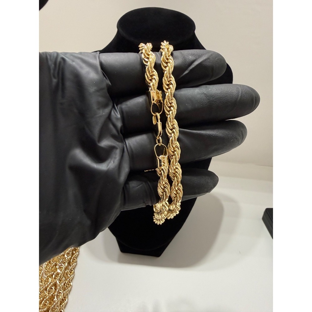 big rope chain 7mm 20inch 14k gold layered lobster clasp - Picture 3 of 6